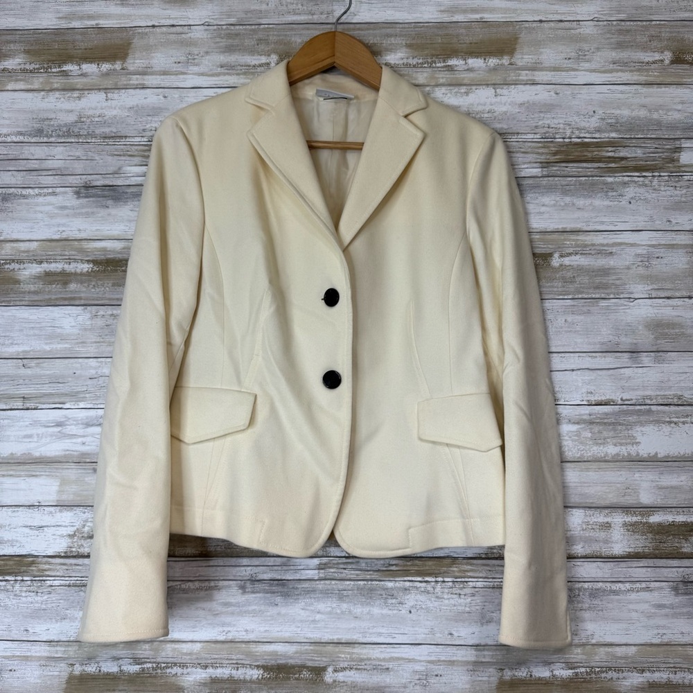 Akris Punto Women’s Cream Wool Single Breasted Blazer Jacket size US 8